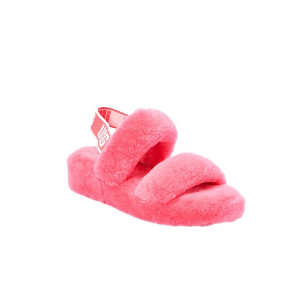 UGG Oh Yeah Hot Pink Fluff Slide Slippers 7